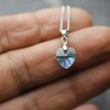 Aqua Glam Heart Necklace with 10 mm Swarovski Crystals, handmade