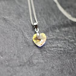 Crystal AB Glam Heart Necklace with 10 mm Swarovski...