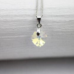 Crystal AB Glam Heart Necklace with 10 mm Swarovski Crystals, handmade
