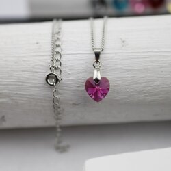 Fuchsia Glam Herz Kette mit 10 mm Swarovski Kristallen, handgefertigt