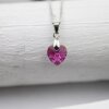 Fuchsia Glam Heart Necklace with 10 mm Swarovski Crystals, handmade