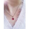 Fuchsia Glam Heart Necklace with 10 mm Swarovski Crystals, handmade