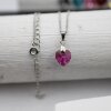 Fuchsia Glam Heart Necklace with 10 mm Swarovski Crystals, handmade