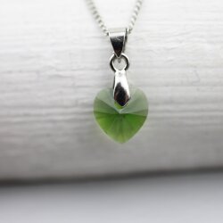 Dark Moss Green Glam Heart Necklace with 10 mm Swarovski...