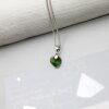 Dark Moss Green Glam Heart Necklace with 10 mm Swarovski Crystals, handmade