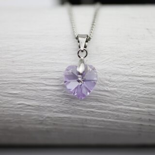 Violet Glam Herz Kette mit 10 mm Swarovski Kristallen, handgefertigt