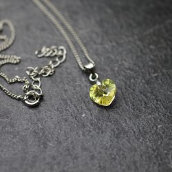 Jonquil Gelb Glam Herz Kette mit 10 mm Swarovski Kristallen, handgefertigt