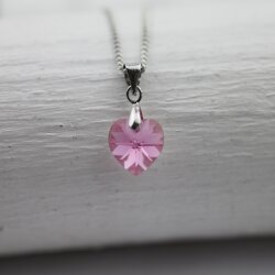 Rose Glam Heart Necklace with 10 mm Swarovski Crystals,...