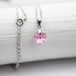 Rose Glam Herz Kette mit 10 mm Swarovski Kristallen, handgefertigt