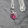 Rose Glam Heart Necklace with 10 mm Swarovski Crystals, handmade