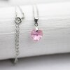 Rose Glam Heart Necklace with 10 mm Swarovski Crystals, handmade