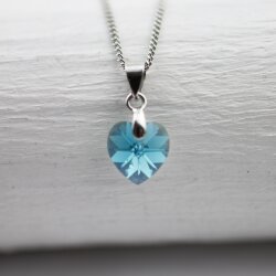 Blue Zircon Glam Heart Necklace with 10 mm Swarovski...