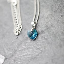 Blue Zircon Glam Herz Kette mit 10 mm Swarovski...