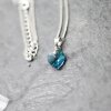 Blue Zircon Glam Heart Necklace with 10 mm Swarovski Crystals, handmade