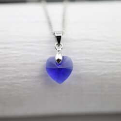 Majestic Blue Glam Herz Kette mit 10 mm Swarovski...