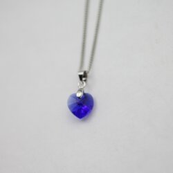 Majestic Blue Glam Heart Necklace with 10 mm Swarovski...