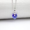 Majestic Blue Glam Heart Necklace with 10 mm Swarovski Crystals, handmade