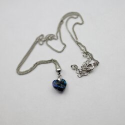 Bermuda Blue Glam Herz Kette mit 10 mm Swarovski Kristallen, handgefertigt