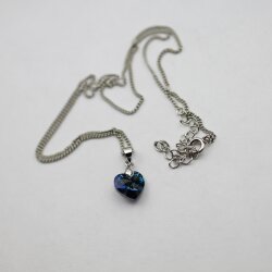 Bermuda Blue Glam Heart Necklace with 10 mm Swarovski Crystals, handmade