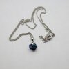 Bermuda Blue Glam Heart Necklace with 10 mm Swarovski Crystals, handmade