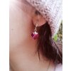 Fuchsia Glam Heart Earrings with 10 mm Swarovski Crystals, handmade