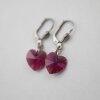 Fuchsia Glam Herz Ohrringe mit 10 mm Swarovski Kristallen, handgefertigt