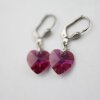 Fuchsia Glam Heart Earrings with 10 mm Swarovski Crystals, handmade