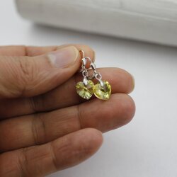 Jonquil Glam Herz Ohrringe mit 10 mm Swarovski Kristallen, handgefertigt