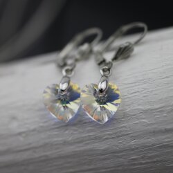 Crystal AB Glam Heart Earrings with 10 mm Swarovski...