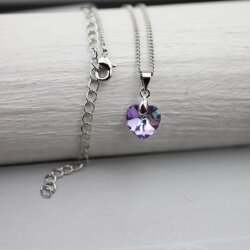 Crystal VL Glam Heart Necklace with 10 mm Swarovski Crystals, handmade