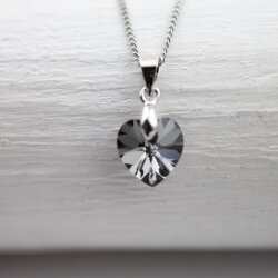 Crystal Silver Night Glam Heart Necklace with 10 mm...