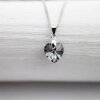 Crystal Silver Night Glam Heart Necklace with 10 mm Swarovski Crystals, handmade