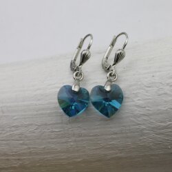 Blue Zircon Glam Heart Earrings with 10 mm Swarovski...