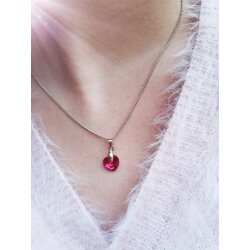 Fuchsia Glam Heart Earring Necklace Set with 10 mm Swarovski Crystals, handmade