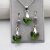 Dark Moss Green Glam Heart Earring Necklace Set with 10 mm Swarovski Crystals, handmade