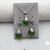Dark Moss Green Glam Heart Earring Necklace Set with 10 mm Swarovski Crystals, handmade