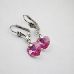 Rose Glam Herz Ohrringe Ketten Set mit 10 mm Kristallen,...