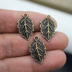 10 Leaf Charms antique brass