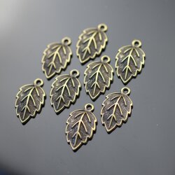 10 Leaf Charms antique brass