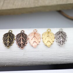 10 Leaf Charms antique brass