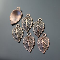 10 Leaf Charms antique copper