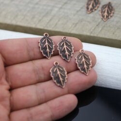 10 Leaf Charms antique copper