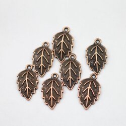 10 Leaf Charms antique copper