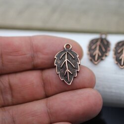 10 Leaf Charms antique copper