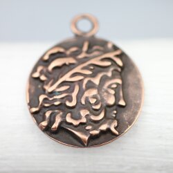 1 Head of Zeus Greek Coin Pendant, Antique Copper