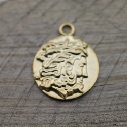 1 Head of Zeus Greek Coin Pendant, Matte Gold