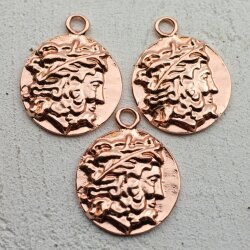 1 Head of Zeus Greek Coin Pendant, Rose Gold