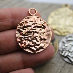 1 Head of Zeus Greek Coin Pendant, Rose Gold