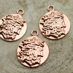 1 Head of Zeus Greek Coin Pendant, Rose Gold