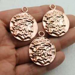 1 Head of Zeus Greek Coin Pendant, Rose Gold